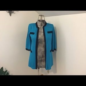Ming Wang Jacket Turquoise Black Beading Sz M